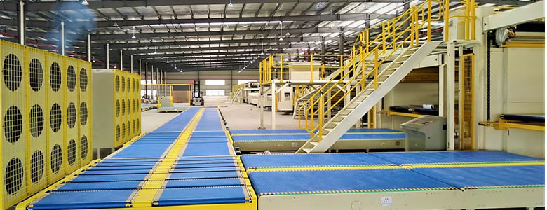 Automatic corrugated line connect to conveyer system